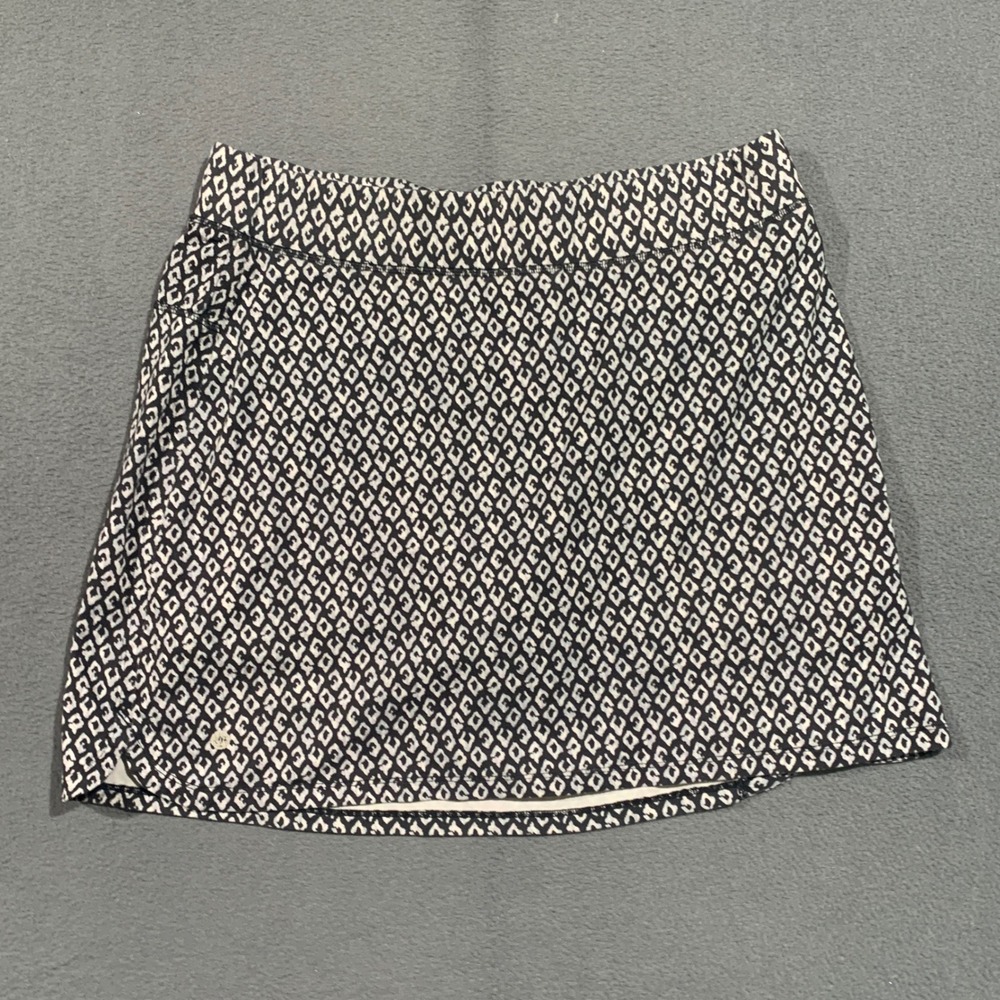 Jockey Womens Black White Geometric Diamond Print Athletic Tennis Skort Large